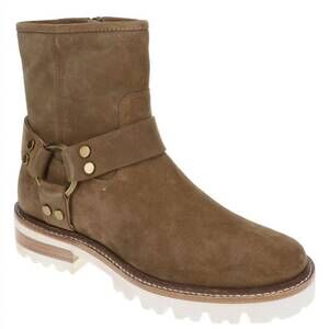 NEW FRYE women's olivia harness short suede comfort boots in almond